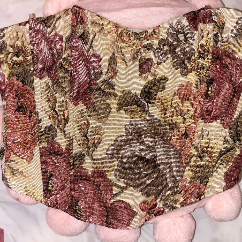 Local boutique , corset earthy tone floral top, zipper for back, size L